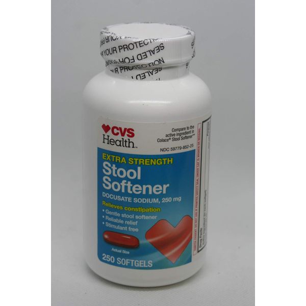 CVS Health Extra Strength Stool Softener 250mg Docusate Sodium Soft Gels, 250CT