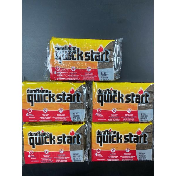 DURAFLAME QUICKSTART FIRE LOG STARTER FIRE LIGHTER (5-4 PACKS=20 TOTAL)FAST SHIP