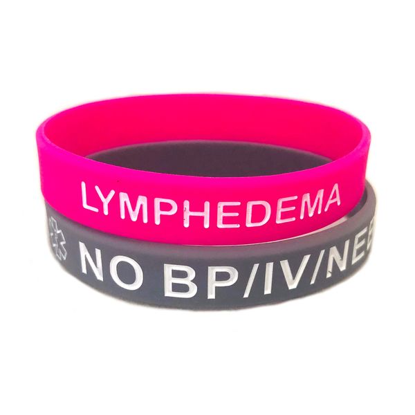 Adult Lymphedema NO BP Silicone Wristbands - 2Pc Set