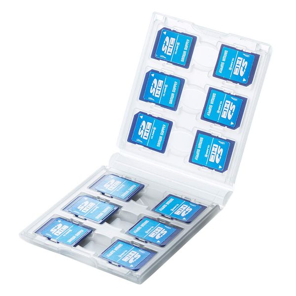 Sanwa Supply FC-MMC26CL SD Card Case (Holds 12 Cards), Clear