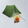 CafePress Camping Tent And Campfire Polyester Tote Bag 16"x16"