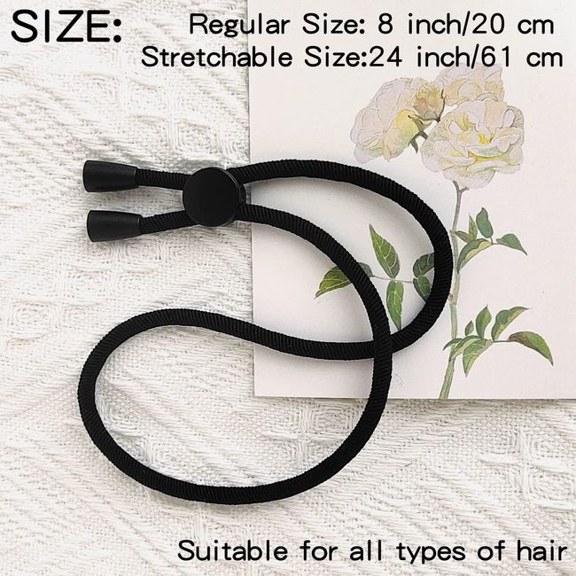 AICILY 5pcs New Adjustable Hair Ties Long Hair Holder Afro Puff Ponytail Ties Length Hairband for Women with Natrual Curly Hair Thick,Loc,Braided