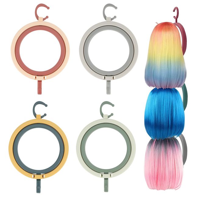 Adorila 4 Pack Hanging Wig Stand, Collapsible Wig Hanger for Wigs and Hats, Portable Wig Display Holder Tool for Women Wigs