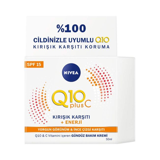 NIVEA Q10 Plus C Kırışıklık Karşıtı SPF 15 Gündüz Bakım Kremi Enerji (50 ml)