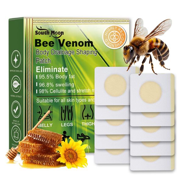 Bee Venom Patches, Lymphatic Drainage Patches - Lightweight Wellness Patches Body Shaping Stickers - Wonder Belly Fat Patches for Detox, Bee Venom Lymphatic Drainage Patches (10 Pack)