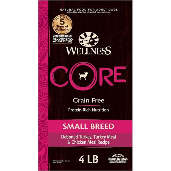 Wellness CORE Natural Grain Free Dry Dog Food, Small Breed, 4-Pound Bag