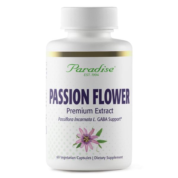 Paradise Herbs Passion Flower, Supplement for Relaxation, Super Potent, Ultra Pure, Vegan, Non GMO, Gluten Free, 60 Count Vegetarian Capsules