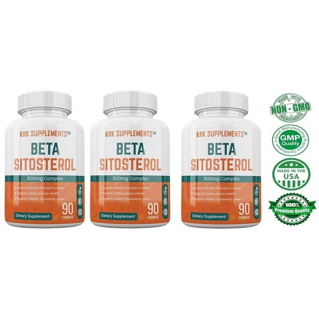 3 NEW Beta Sitosterol 800mg Prostate Super Support Cholesterol Urinary Bladder