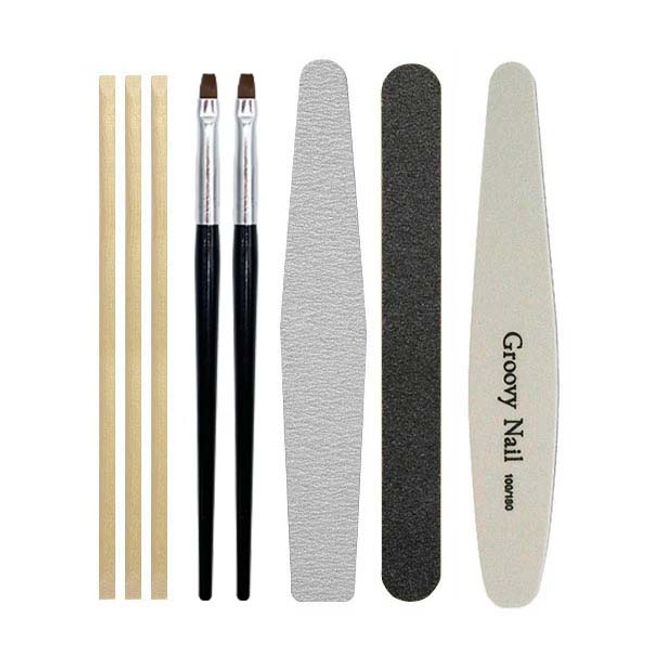 Groovy Nail Nail Tool Consumables Set File/Emery/Gel Brush/Buffer/Wood Stick Tool Kit [Nekopos compatible]