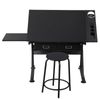 Drafting Desk Drawing Table 9 Levels Adjustable angle w/ Stool Arts Crafts Black