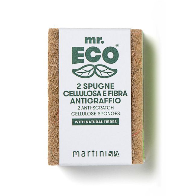 mr.ECO Cellulose & Fiber Kitchen Sponge (Set of 2) Cleans Oil Stain with Less Soap