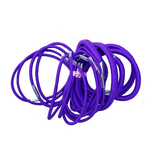 18 Purple Thick And Thin Hair Elastics Hair Bands Bobbles School Colours for Women Girls by Glitz4Girlz