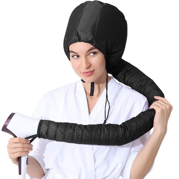 Bonnet Hood Hair Dryer for Home,Drying Cap Hair Steamer,Portable Hair Dryer Hood Bonnet with Elastic Band for Hair Styling,Deep Conditioning and Drying (Black)