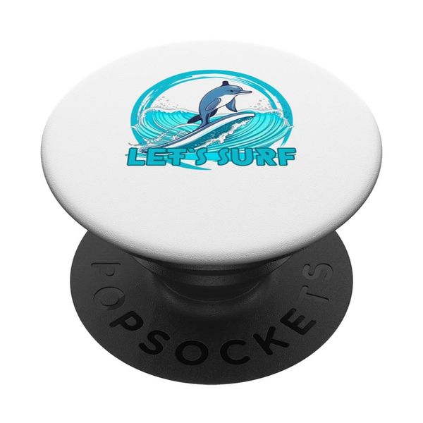Perfect Wave Dolphin Surfing for Surfers with Surfboard PopSockets Swappable PopGrip