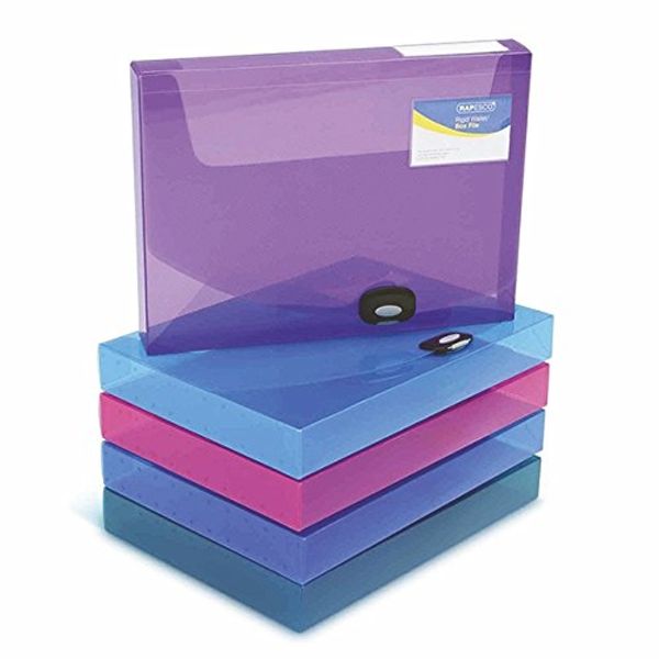 Rapesco A4 Rigid Wallet Box File 40mm Assorted [Pack of 5]