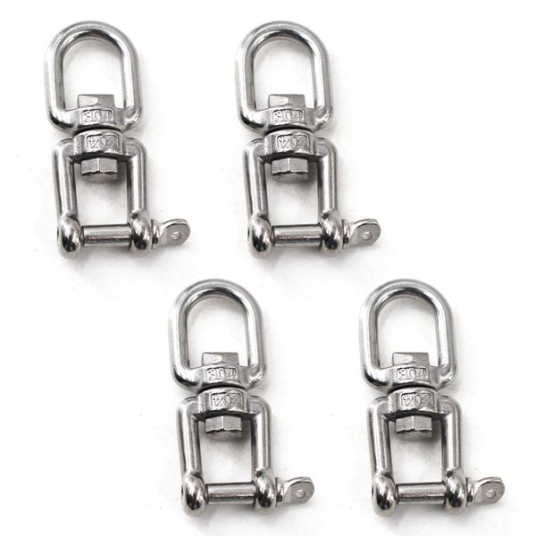 M6 Jaw And Eye Swivel Shackle 304 Stainless Steel Boat Anchor Chain Connectors (Pack of 4)