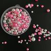About 150 grains/pack 3/4/5/6/8MM size mix nonporous ABS magic color symphony pearl imitation pearl nail sequin mobile beauty figure model DIY decoration supplies cosmetic box accessories PinkMix