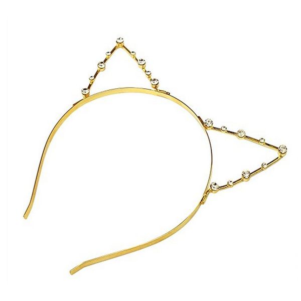 Sweet Fashion Kristall Strass Metall mit Kopfbedeckungen Hair Wrap Katze Ohr Haarband Haar Zubehör für Damen und Mädchen gold