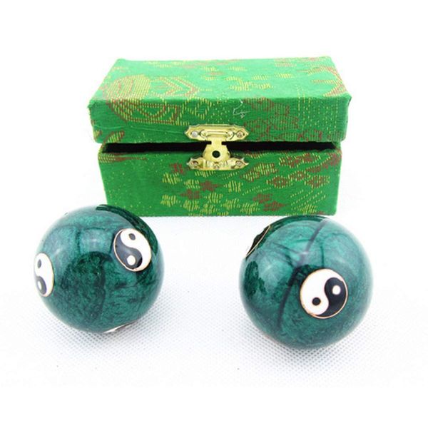 JapanBargain 3298, Chinese Baoding Balls Hand Exercise Therapy Balls Stress Reliefe Balls, Taichi Pattern, Green Color