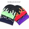 LeeCAE Y2K Flame Knit Slouchy Skull Cap Graphic Beanie - Red