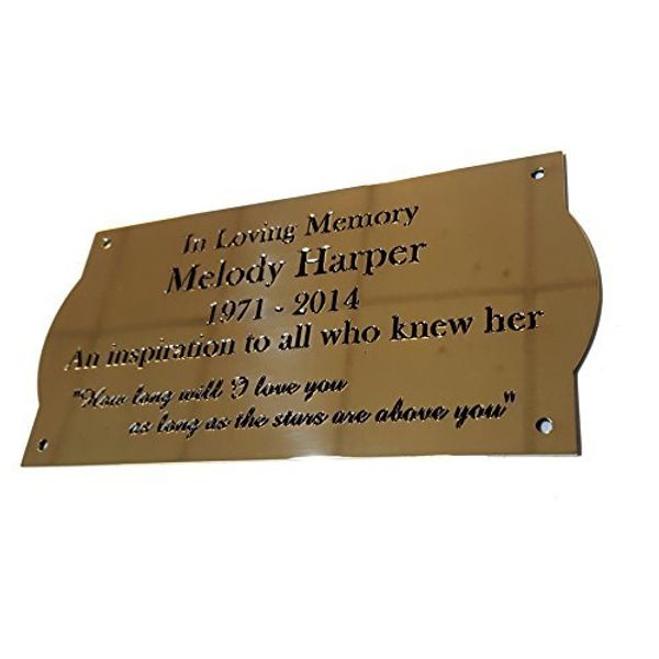 4" x 3" Curved Sides solid brass engraved nameplate. Personalised engraved memorial plaque