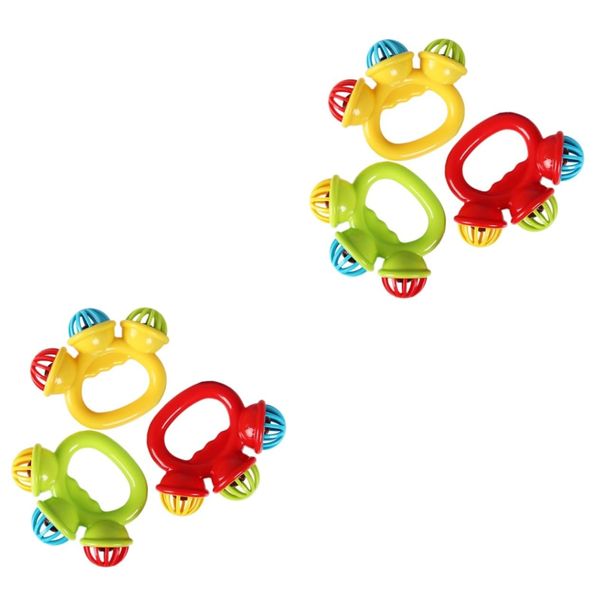 BESTonZON 6 Pcs Soothing Toys Jingle Bells Rattles Toys Shaking Bells Small Jingle Bell Music Instruments for Kids Percussion Instrument Sleigh Bells Small Hand Bell Plastic Toddler Appease