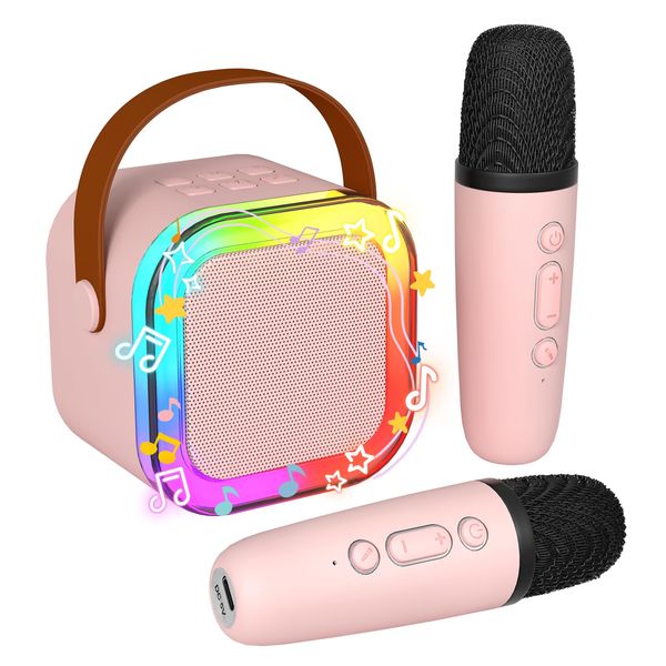 CL FUN Karaoke Machine for Kids, Mini Karaoke Machine with 2 Wireless Microphones for Girls, Boys, Portable Karaoke Singing Toys for 4, 5, 6, 7, 8 + Year Old Kids, Adults, Birthday, Family Party