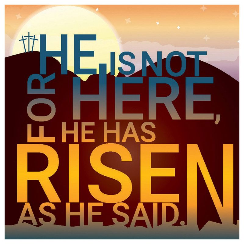 Religious Easter Cards - He is not here, He has Risen, pack of 5 cards ...