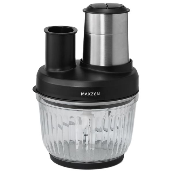 MAXZEN MFP20MT01-BK Food Processor Compact, 5-in-1, Whisk, Julienne, Slice, Paste, Food Chopper, Electric Cutter, Preparation, Mince, Easy, Whip, Safe Design, Glass Container, Time-saving, Black,