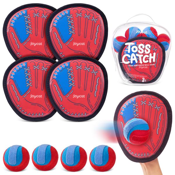 JoyCat Toss and Catch Ball Game Set,Toddler Baseball Glove Sticky Mitt，Yard Games Beach Toys,Paddle Ball Family Backyard Games,Outdoor Game for Kids 3 4 5 6 7 8-12 (Baseball Glove, 2)