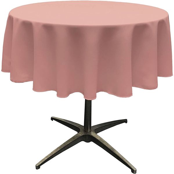 LA Linen Polyester Poplin Washable Round Tablecloth, Stain and Wrinkle Resistant Table Cover 58", Fabric Table Cloth for Dinning, Kitchen, Party, Holiday 58-Inch, Dusty Rose, (TCpop58R_RoseP79)