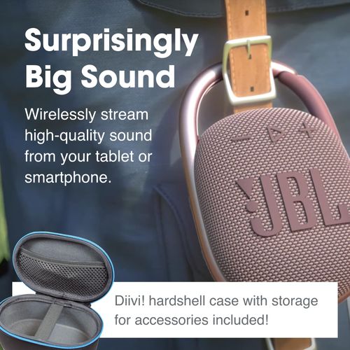 JBL Clip 4 Portable Bluetooth Speaker (Black/Orange) + Bundle with divvi! Protective Hardshell Case (Black)