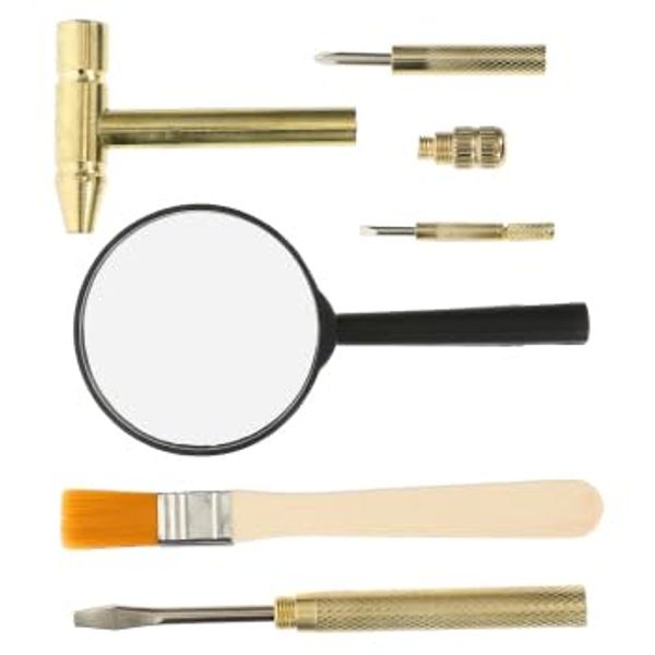 1 Set Dinosaur Dig Tools Kit: Archaeological Excavation Tool Set with Mini Hammer Chisel Brush Scraper Kit