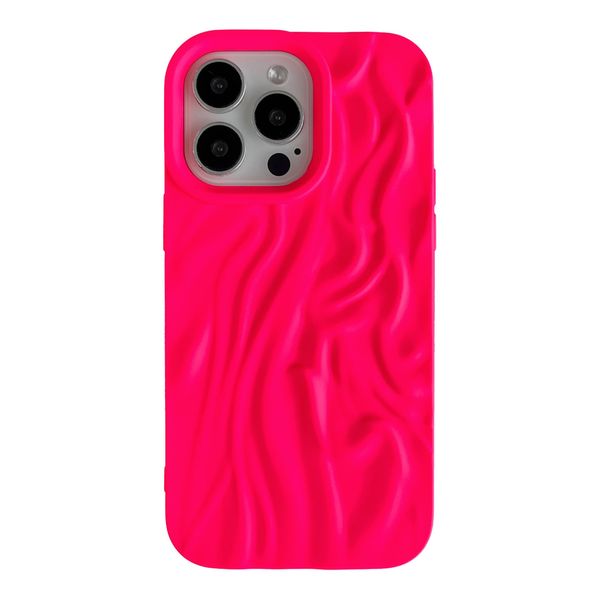 Caseative for iPhone 14 Pro Max Case,Pleated Water Ripple Chrome Wave Pattern Soft Phone Case (M Red)