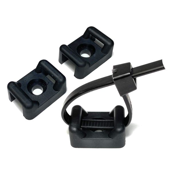 Black Nylon Screw Mount Cable Tie Base Cradle (10, 3.6mm, Screw: M3)