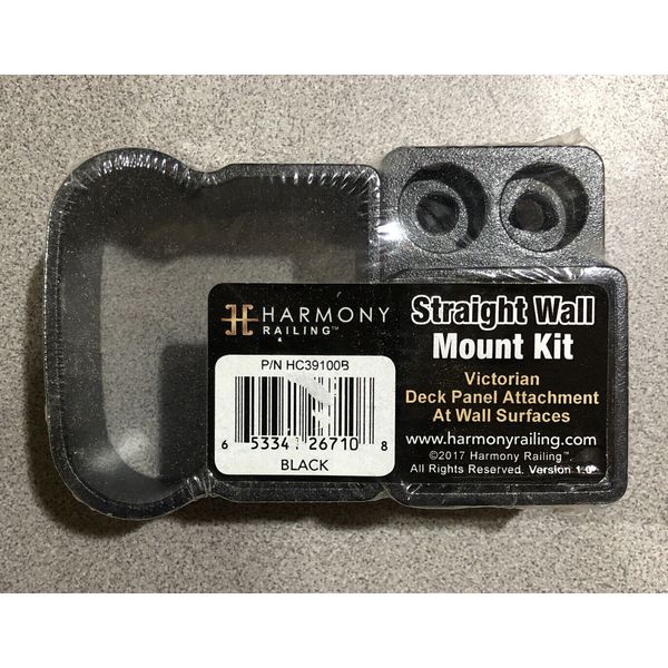 Harmony Railing Straight Wall Mount Kit BLACK Victorian Deck Panel at Wall