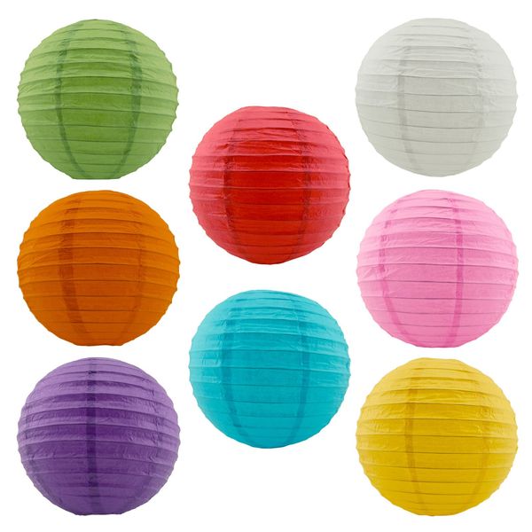 8 Assorted (Different) Color Chinese/japanese Paper Lanterns/lamps 12" Diameter