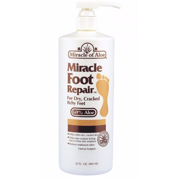 Miracle Foot Repair Cream bottle with pump 60% Ultra Aloe Vera 32 oz.