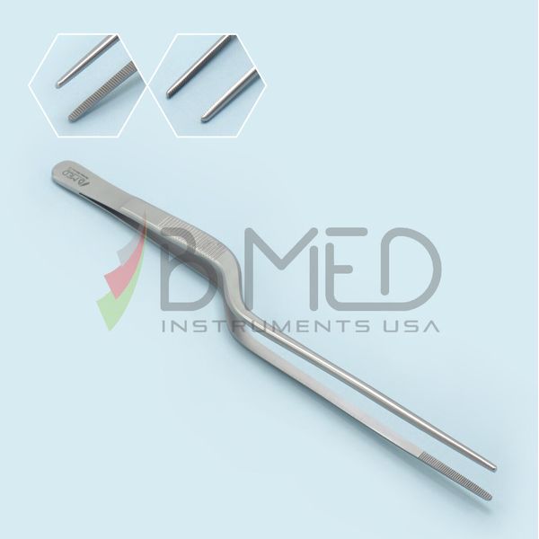 OR Grade Cushing Taylor Bayonet Dressing Forceps Serrated Teeth Neurosurgery