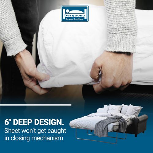 Sofa Sleeper Fitted Sheet, Queen Sofa Bed/Pullout Couch Bottom Sheet, 59" x 72", Durable Percale Cotton/Poly Blend, 180 Thread Count, for 6” Mattress (White)