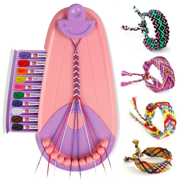 Friendship Bracelet Making kit,Arts and Crafts for Kids Ages 8-12,DIY Bracelet Making Kit with 20 Pre-Cut Threads,Birthday Gifts for Girl Ages 6 7 8 9 10 11 12 Year Old Kids Travel Activity Set