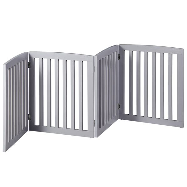 24" Pet Gate Step Over Fence Hall Stairs Folding Pet Fence Exercise Pen 4 Panels