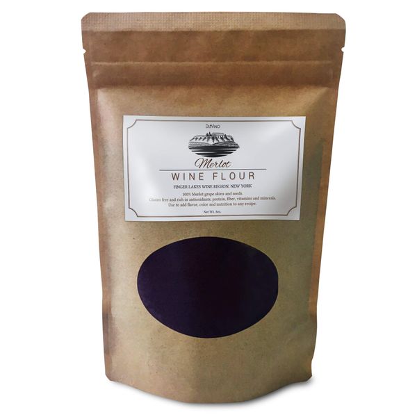 Merlot Wine Flour / Wine Powder made 100% from Grape Skins and Seeds grown in NY Wine Region- Gluten Free Flour Rich in Antioxidants, Protein & Fiber- Use to Add Flavor, Nutrition and Color