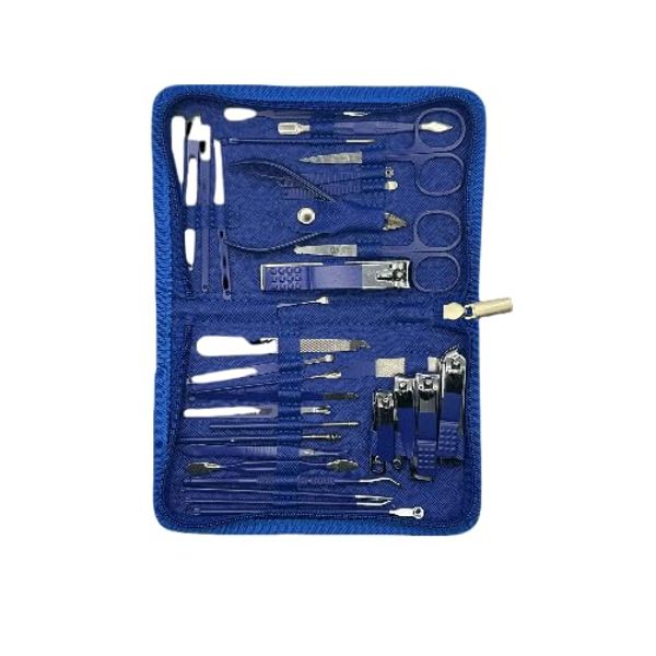 SAMSIDD Manicure Set, Pedicure Kit, Nail Clippers, Professional Grooming Kit, Nail Tools 25 in 1 with Luxurious Travel Case for Men and Women 2024 Upgraded Version (Blue)