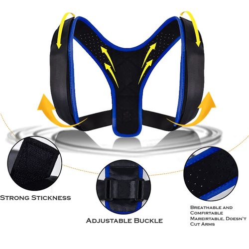Bodyplus Unisex Posture Corrector, Back Brace Posture Corrector with Adjustable Magnetic Belt, Back Straightener Posture Corrector for Back Posture Support, Blue