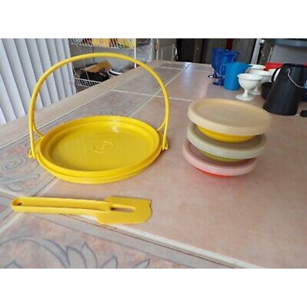 Tupperware Toys Set Of 3 Mini Container Bowls Cake Plate Spatula