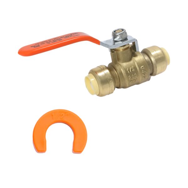 1 PIECE 1/2" PUSH FIT BALL VALVE WITH REMOVING CLIP