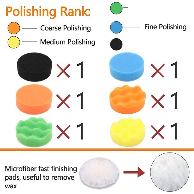 22 Pcs Mini Buffing Polishing Pad Foam Car Buffing Kit for Rotary Tools,  Electric Drill, for Detailing Waxing and Sealing Glaze