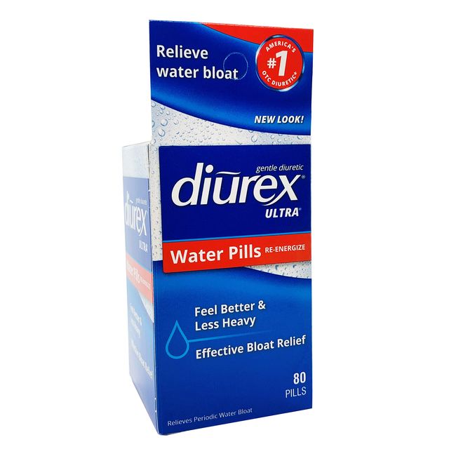 Diurex Ultra Re-Energizing Water Pills - Relieve Water Bloat - Feel Better & Less Heavy - 80 Count