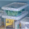JMS we create smile [Pack of 25] Home Office Clear Plastic Stackable Storage Boxes & Lids (4 Litre)